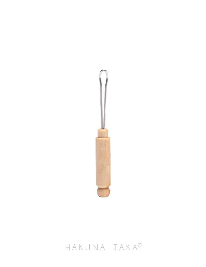 Cure oreille inox et bois avec capuchon - Naturel