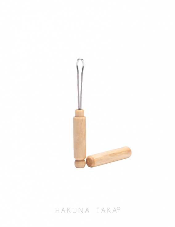 Cure oreille inox et bois avec capuchon