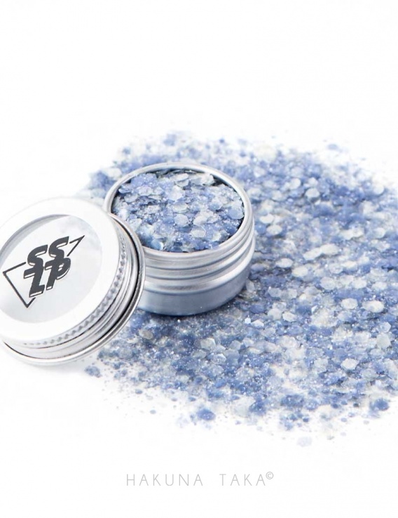 Paillettes pour maquillage zéro plastique et zéro déchet - Bleu nacré