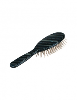 Brosse à cheveux ovale coton & bois - bleu nacré