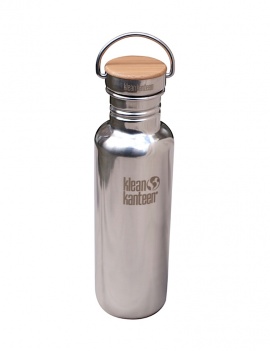 Gourde 800ml inox brillant & bambou