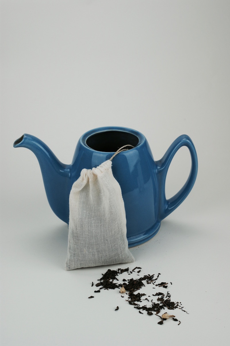 Sachet de thé réutilisable en mousseline de coton biologique. E shop.