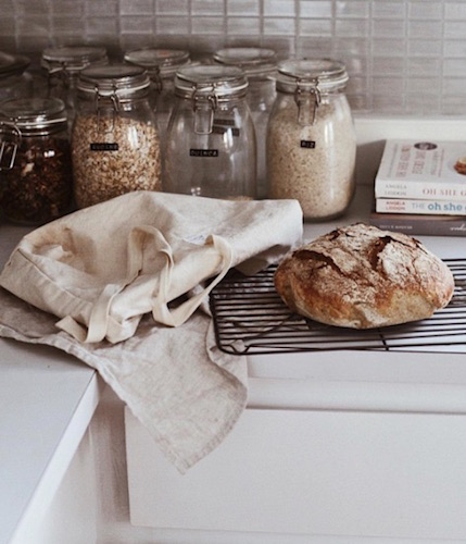 Sac à pain lin et coton, sac à pain avec anses, sac à baguette